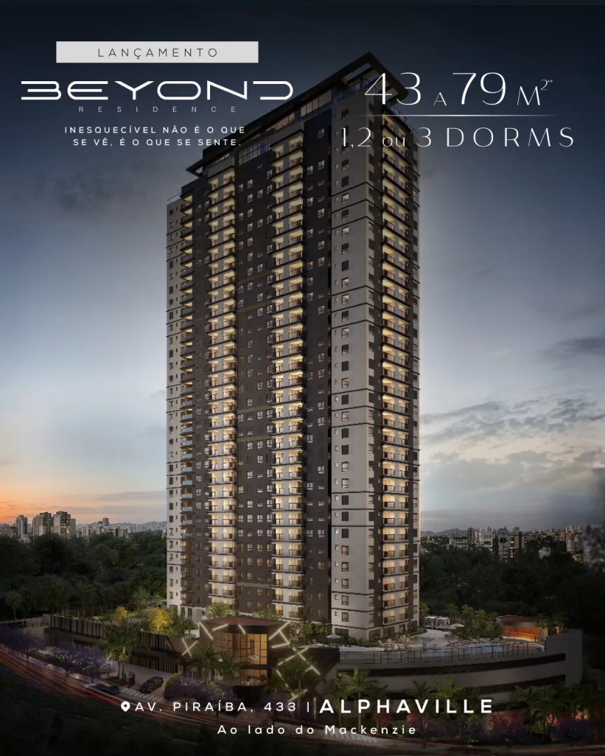 Beyond Residence Obras Iniciadas em Alphaville ao lado do Mackenzie 1,2 ou 3 dormit&oacute;rios Avenida Piraíba Barueri - 