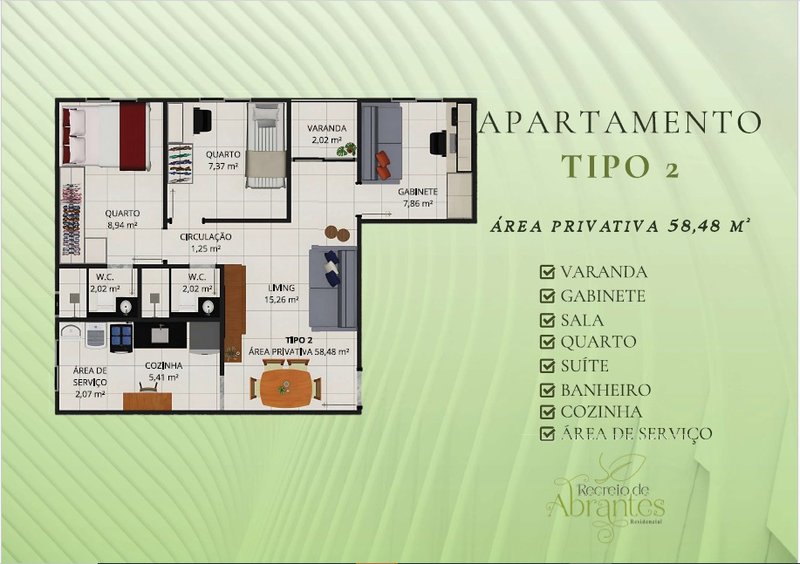 Residencial Vila de Abrantes - Apartamento de 2/4 - Suíte Rua Lagoa Branca Camaçari - 