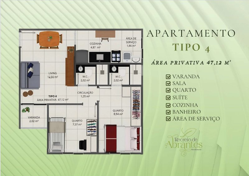 Residencial Vila de Abrantes - Apartamento de 2/4 - Suíte Rua Lagoa Branca Camaçari - 