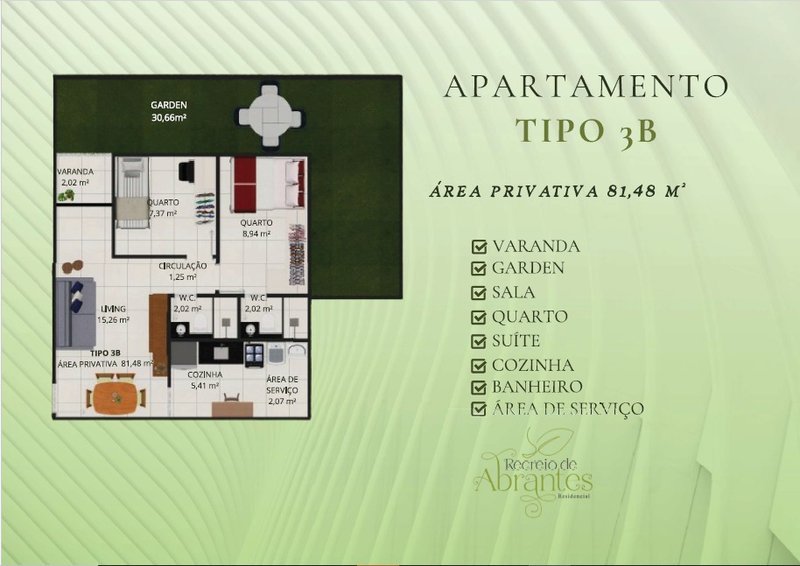 Residencial Vila de Abrantes - Apartamento de 2/4 - Suíte Rua Lagoa Branca Camaçari - 