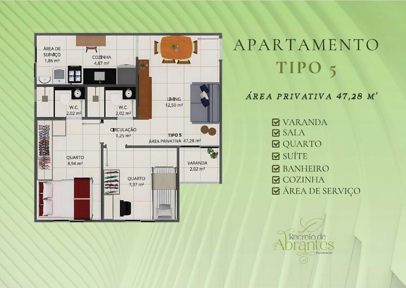 Residencial Vila de Abrantes - Apartamento de 2/4 - Suíte Rua Lagoa Branca Camaçari - 