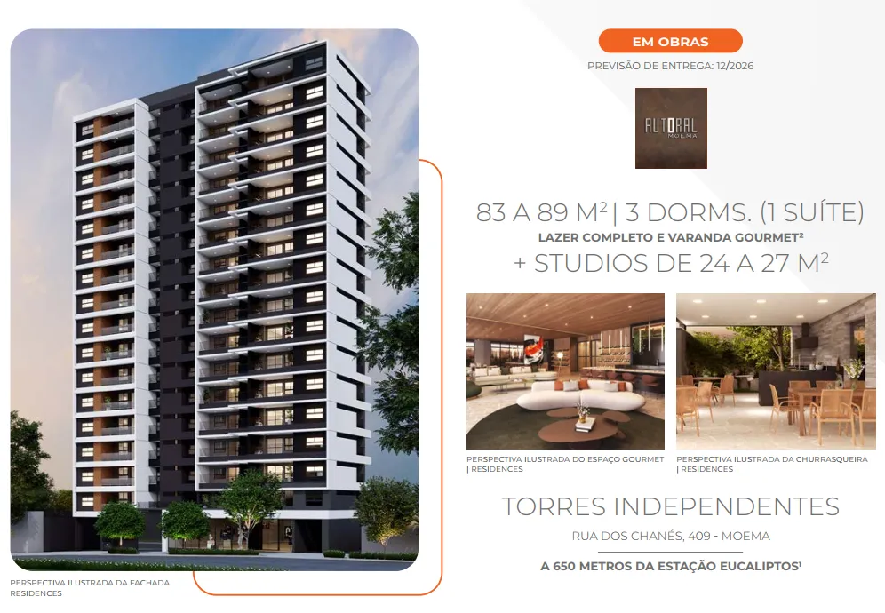 Autoral Moema - Apartamentos de 3 Dormit&oacute;rios com su&iacute;te e vaga - Em obras  - - 
