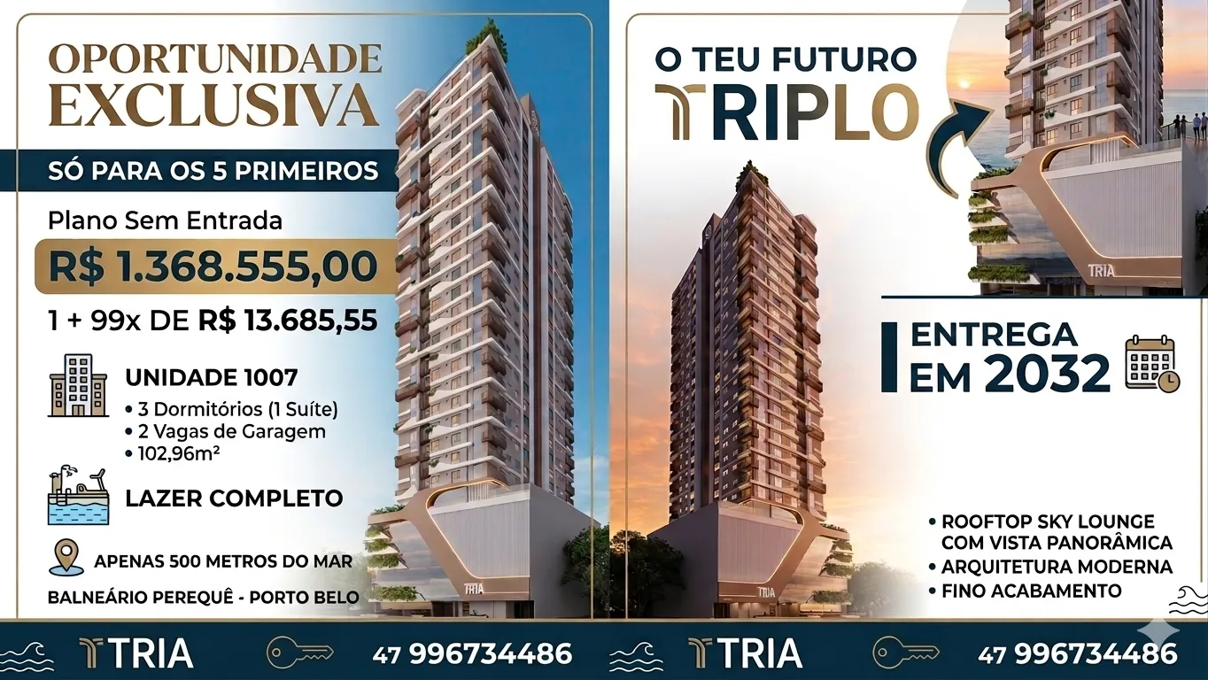 Apartamento em Porto Belo ,oferta exclusiva, sem entrada ,para as  5 primeiras reservas