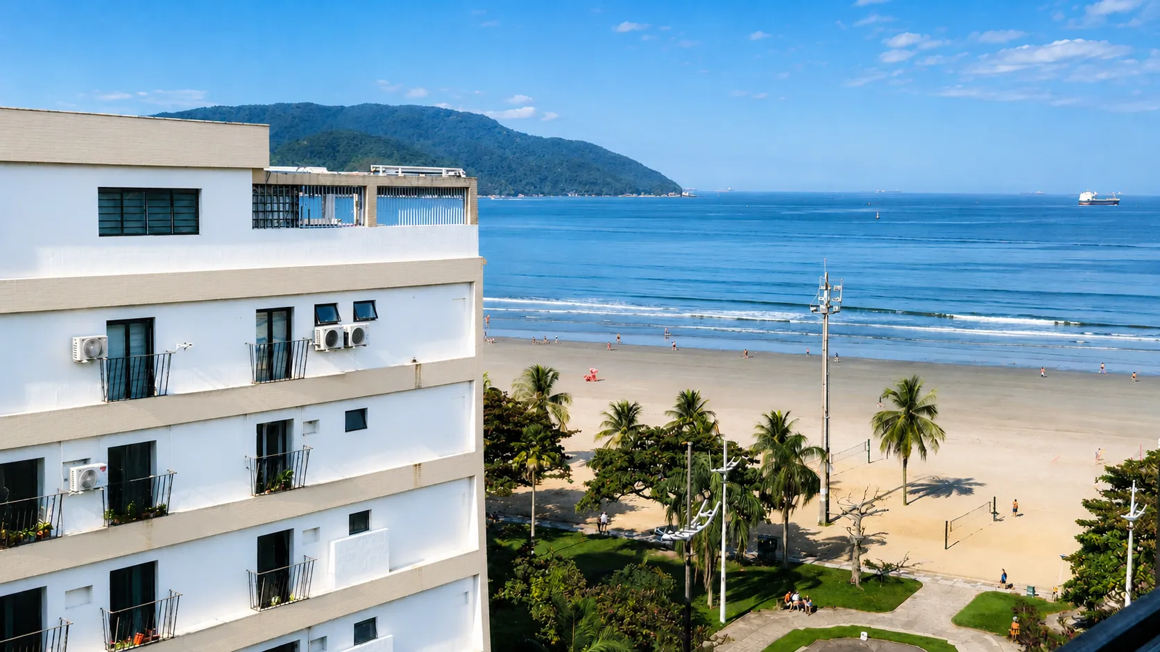 Maravilhoso Apartamento para Temporada &ndash; Frente Mar com Vista Panor&acirc;mica Avenida Vicente de Carvalho Santos - 