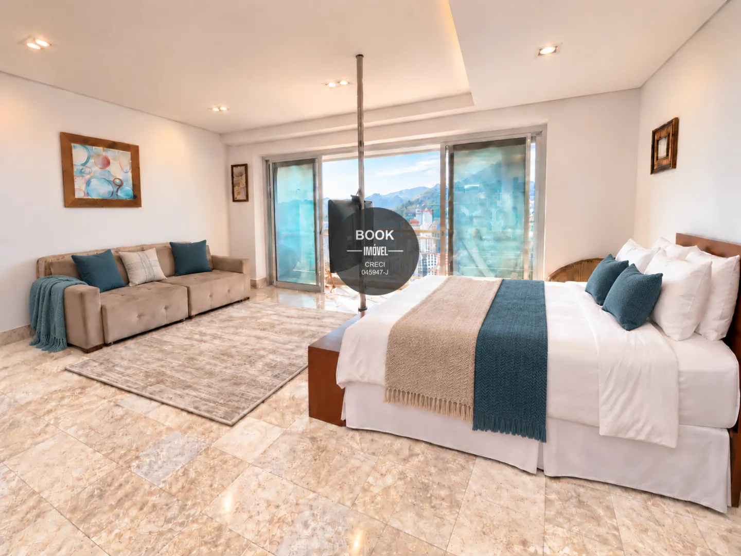 Apartamento diferenciado e integrado com andar alto e em resort a beira mar Avenida Presidente Wilson Santos - 
