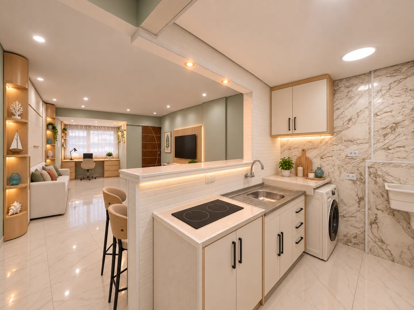Living reformado com garagem na Ponta da Praia &ndash; 34 m&sup2;, portaria 24h e pr&oacute;ximo &agrave; praia Avenida Doutor Epitácio Pessoa Santos - 