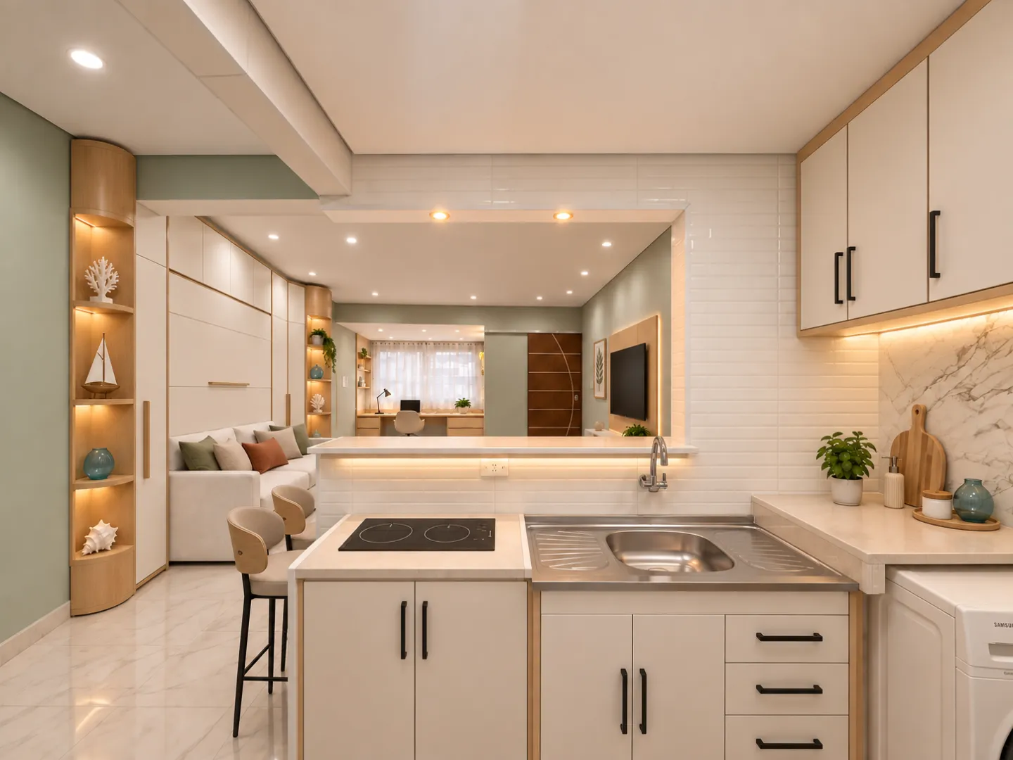 Living reformado com garagem na Ponta da Praia &ndash; 34 m&sup2;, portaria 24h e pr&oacute;ximo &agrave; praia Avenida Doutor Epitácio Pessoa Santos - 