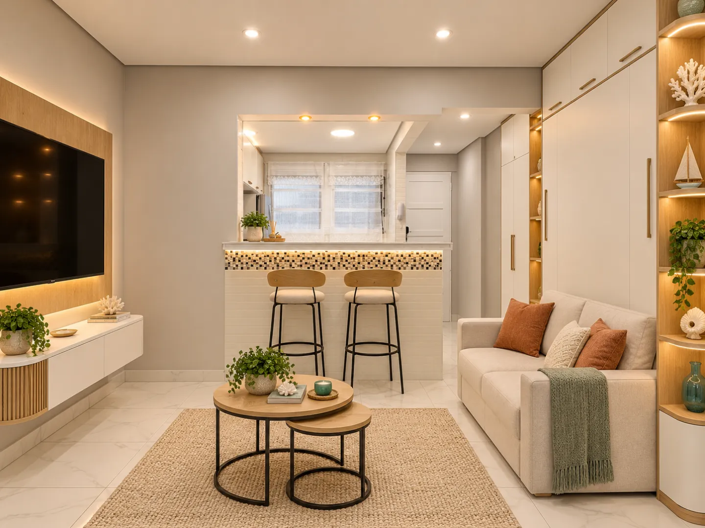 Living reformado com garagem na Ponta da Praia &ndash; 34 m&sup2;, portaria 24h e pr&oacute;ximo &agrave; praia Avenida Doutor Epitácio Pessoa Santos - 
