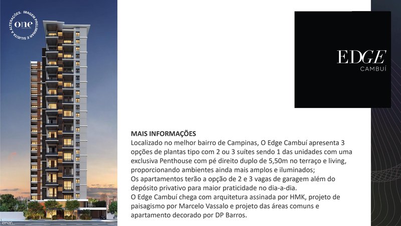Edge Cambuí lançamento de apartamentos localizado no melhor bairro de Campinas Rua Maria Monteiro Campinas - 