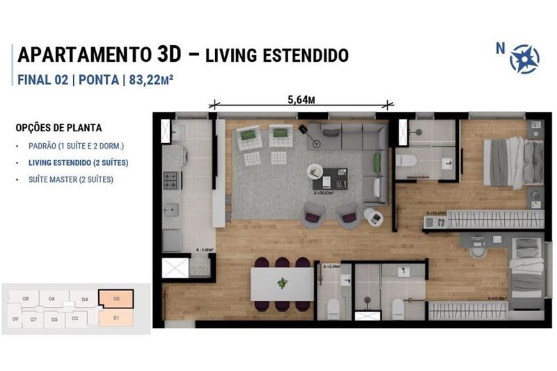 Apartamento JEC 329 Apto 610361014-19 82m² 3D Cipó Porto Alegre - 