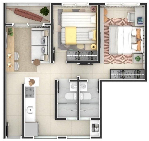 Apartamento 2 dormitórios 1 suíte 54m² 1 vaga Portal do Sol Joao Pessoa/PB  João Pessoa - 