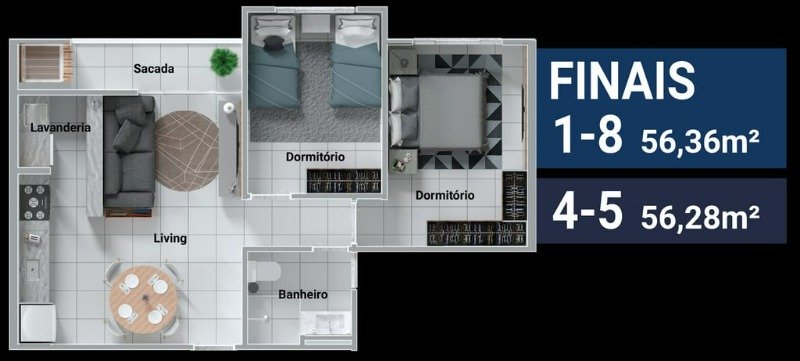 Apartamento 2 dormitórios 56m² 1 vaga Sao Cristovao Barra Velha/SC  Barra Velha - 