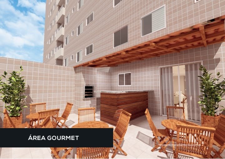 Apartamento com vista Livre, 2 dormitórios, 53 m², na Vila Caiçara, em Praia Grande SP - Praia Grande - 