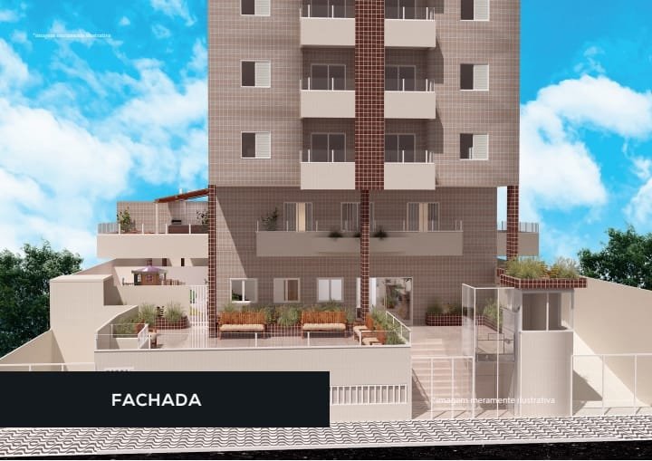 Apartamento com vista Livre, 2 dormitórios, 53 m², na Vila Caiçara, em Praia Grande SP - Praia Grande - 