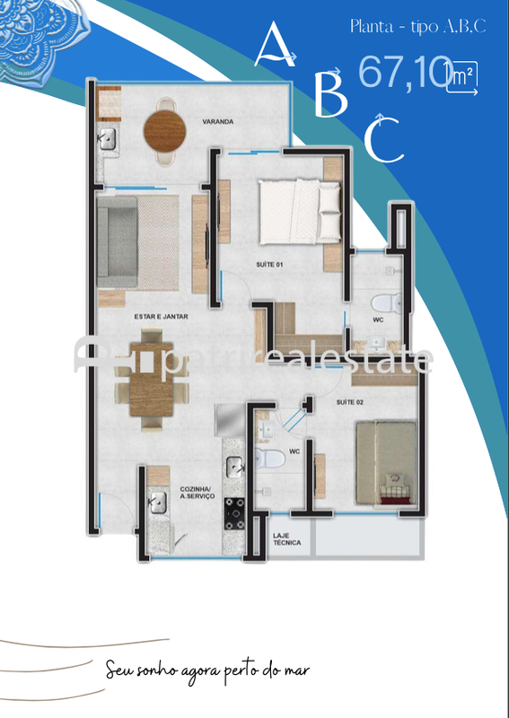 Apartamentos 67 ou 72 m² com 2 quartos 2 Banheiros 1 vaga Porto das Dunas - Aquiraz/CE Via Local F Quadra 66 Aquiraz - 