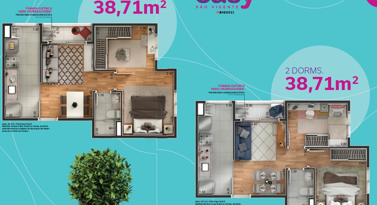 Apartamentos com 1 e 2 dormit&oacute;rios Rua Canrobert Pereira da Costa São Vicente - 