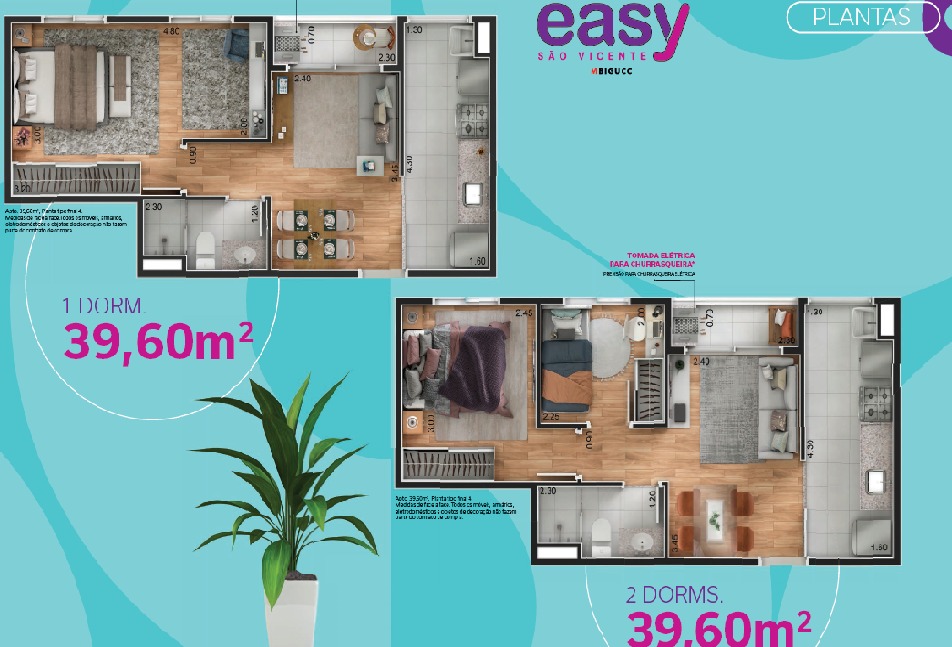 Apartamentos com 1 e 2 dormit&oacute;rios Rua Canrobert Pereira da Costa São Vicente - 