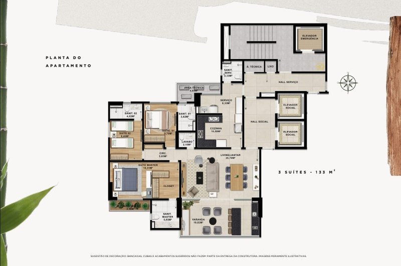 Apartamento 3 suítes com 133m² e 2 vagas de garagem - Horto Essence Rua da Sapucaia Salvador - 