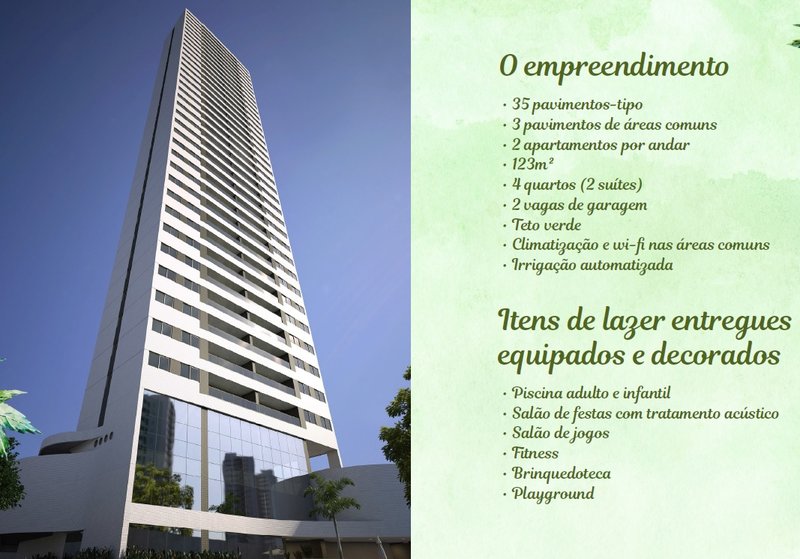 123m². 04 quartos. 02 suítes. sala para 02 ambientes. 01 bwc social. varanda gourmet Rua Real da Torre Recife - 