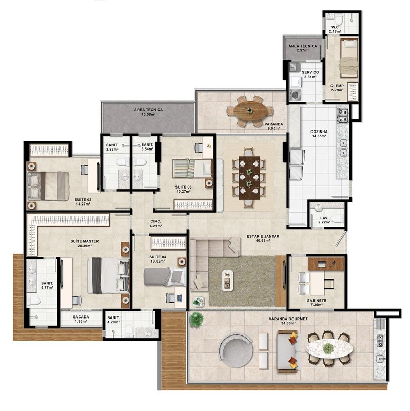 Apartamento 4 suítes com 210m² e 4 vagas de garagem - Belvedere Hill Alameda das Catabas Salvador - 