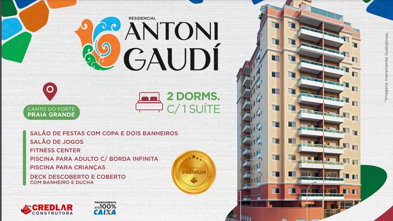 Residencial Antoni Gaudi  - 02 Dormitórios Suíte Sacada Lazer Completo Avenida Marechal Hermes Praia Grande - 