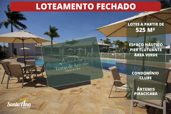 Terreno à venda em Condomínio | 482 m² | R$ 289.578 | Terras de Ártemis | Piracicaba/SP - Piracicaba - Terras de Ártemis