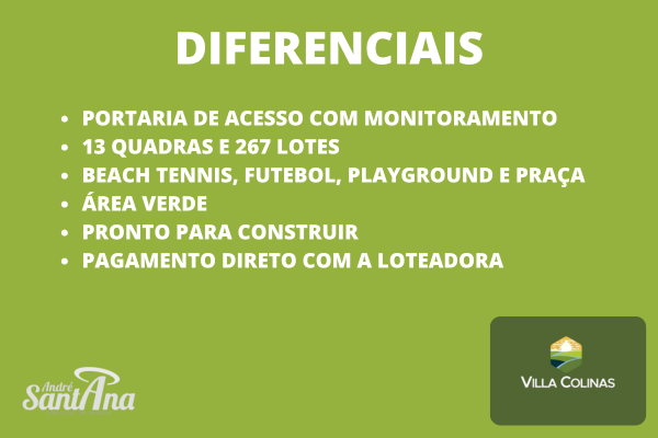 Terreno Residencial &agrave; venda | 200m&sup2; | 119.394 | Villa Colinas | Piracicaba/SP  Piracicaba - Diferenciais