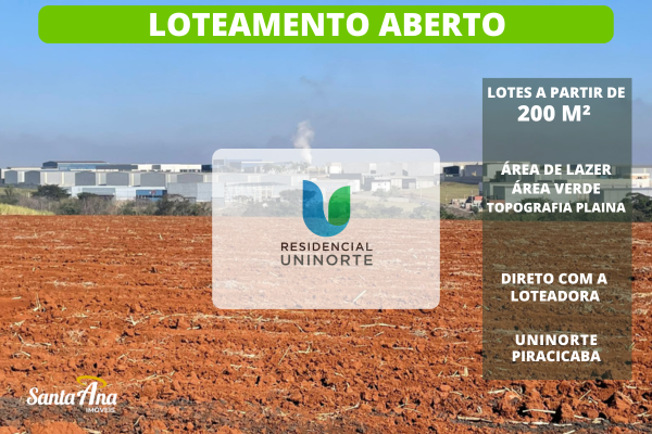 Terreno residencial à venda | 200 m² | R$ 133.000 | Uninorte | Piracicaba/SP Estrada Primo Crivellari Piracicaba - Residencial Uninorte