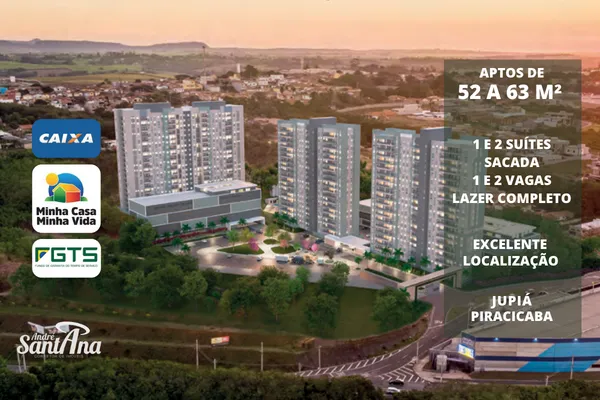 Apartamento &agrave; venda | 2 dormit&oacute;rios | 52 m&sup2; | R$ 284.805 | Jupi&aacute; | Piracicaba/SP  Piracicaba - 