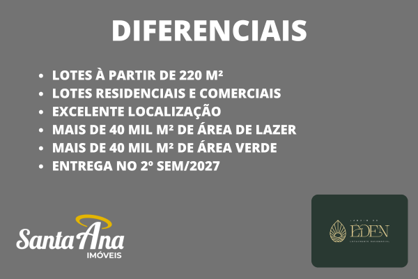 Terreno residencial à venda | 220 m² | R$ 161.826 | Jardim do Éden | Americana/SP  Americana - Diferenciais